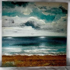 Canvas Painting of Ocean & Sand 14x14